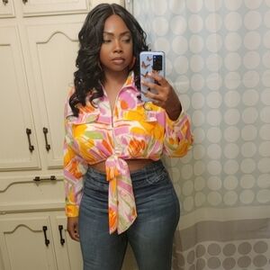 Multicolor crop blouse